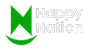 Happy Nation logo with green stylized 'M' and smile design